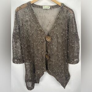 Lulu B Women’s Brown Double Button Asymmetrical Front Hem Jacket XL